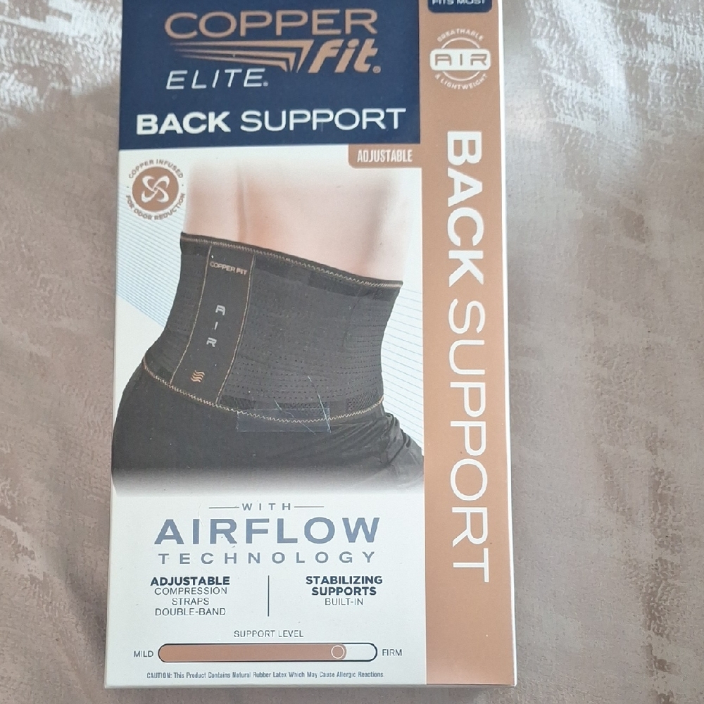 Copper Fit Men's Black Back Support